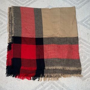 Women's Cashmere Scarf | Red Tan Black